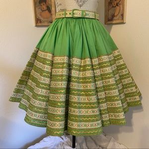 Vintage Green and Gold Circle Skirt